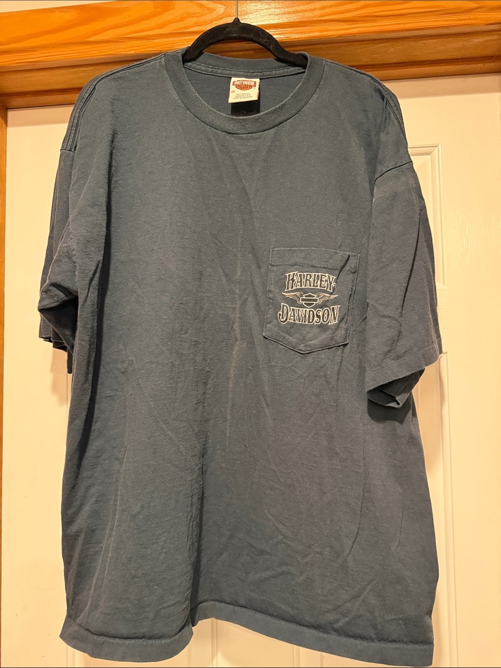 Harley-Davidson Slate Blue Chest Pocket Tee with Logo
